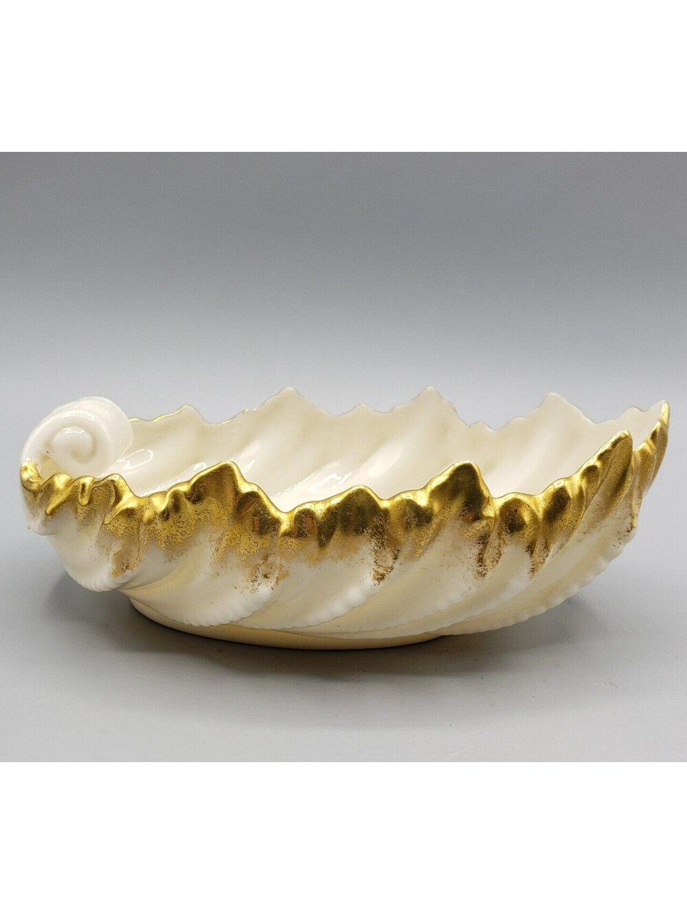 Vintage Lenox Shell Nut Dish Candy Bowl Sauce Boat Acanthus Heavy Gold Trim